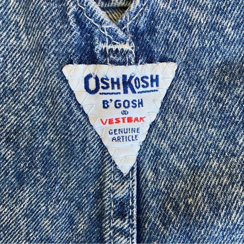 Vtg 80s Oshkosh Acid Wash Denim Overalls Size 18mo Classic Retro Country Blue